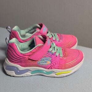Skechers S- Lights. Pink and Aqua Sneakers  Size 13